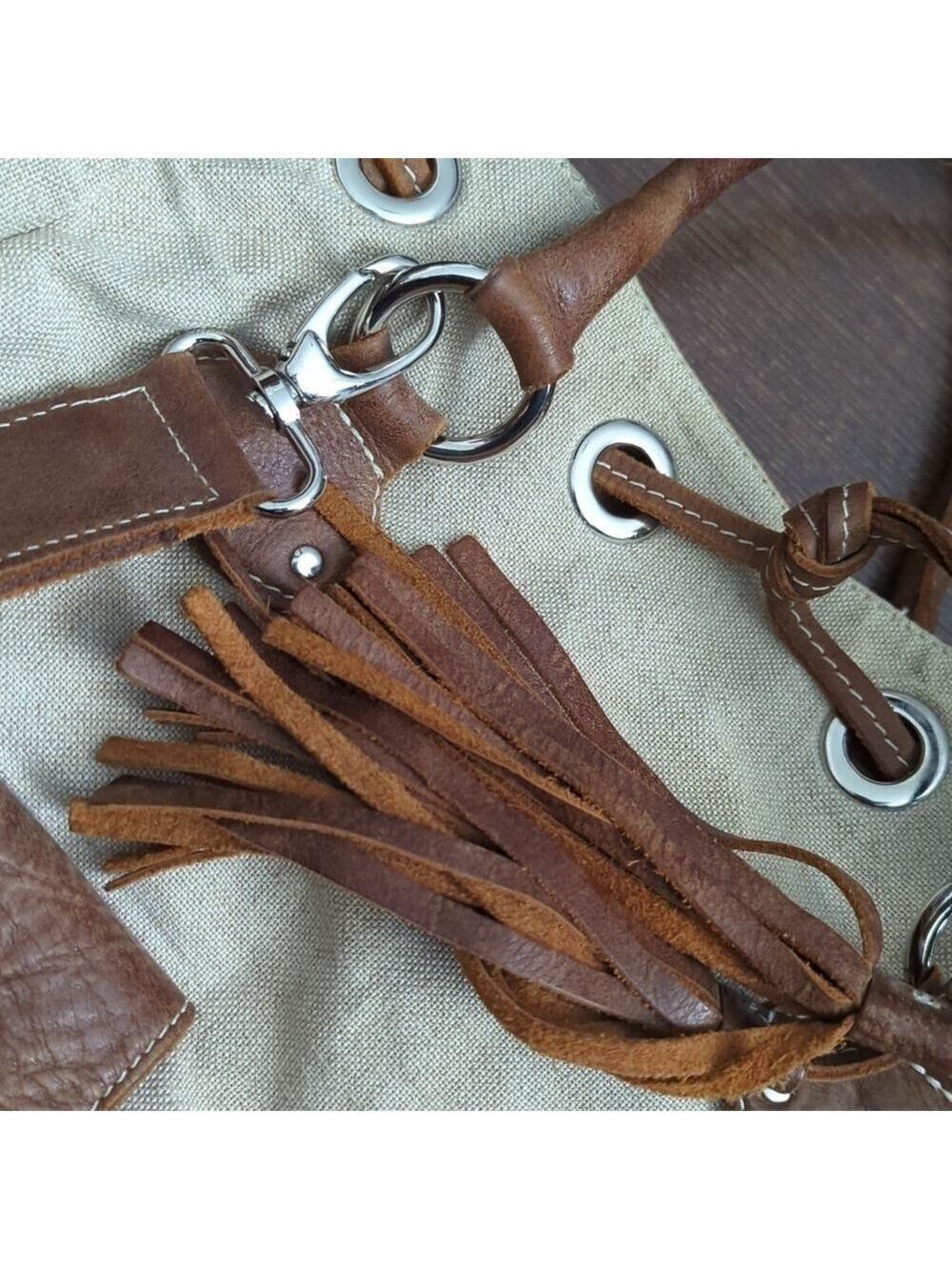 HP Roots Canvas & Leather Drawstring Bag - Picture 16 of 16